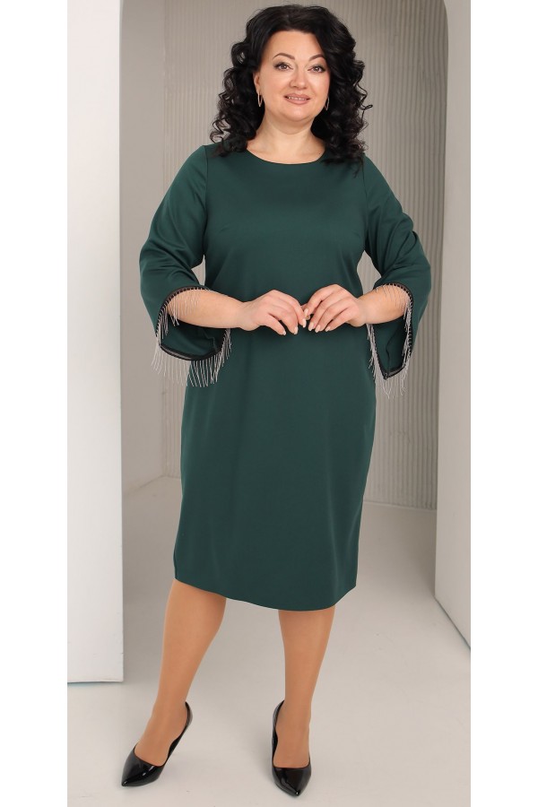Плаття нарядне  2024 з костюмної тканини  великого розміру  LB237001 зелений