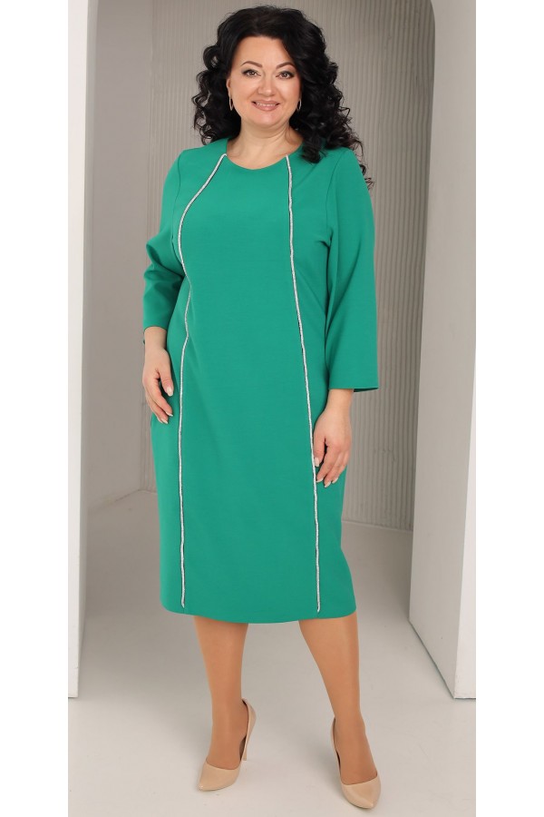 Плаття нарядне 2024 з костюмної тканини  великого розміру  LB252603 зелена