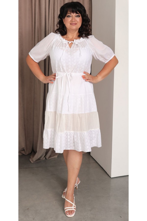 Літня сукня шрошва 2023 великого розміру  LB219302 біла