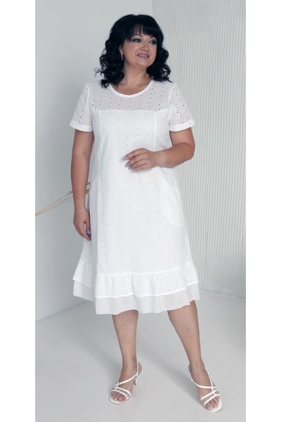 Летнее платье шрошва 2023 большого размера LB232901 белое