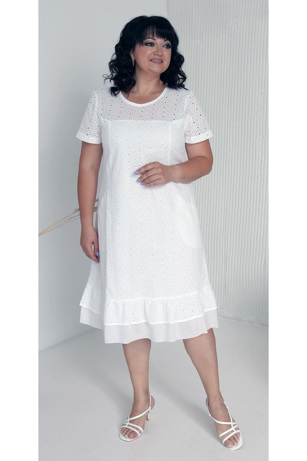 Літня сукня шрошва 2023 великого розміру  LB232901 біла