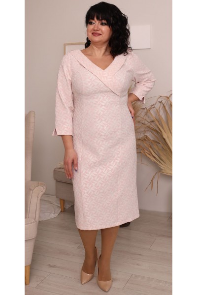 Нарядное платье полуприталенного кроя 2023 большого размера LB239601 розовое