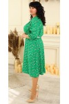 Платье длинное шифоновое нарядное новинка 2023 большого размера LB242303 зеленые цветы