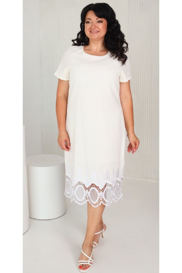 Сукня з льону великого розміру  новинка 2023 літо LB243703 білий