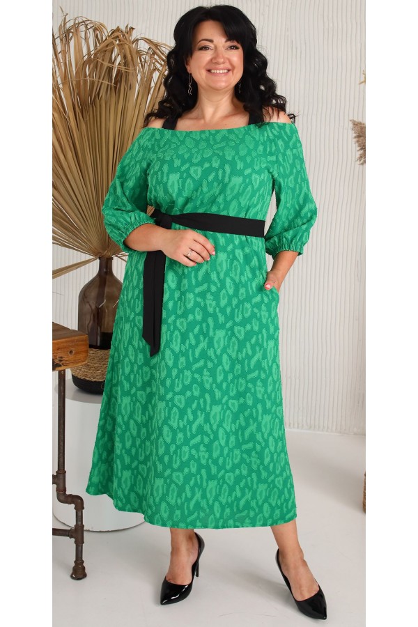 Летнее длинное платье 2023 большого размера LB243201 зеленый