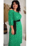 Платье длинное большого размера летнее новинка LB243201 зеленый