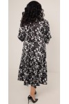 Шикарна сукня 2024 з шовку армані великого розміру LB253801 чорні квіти 