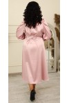 Великолепное платье сезона 2023 большого размера с поясом LB244701 розовое