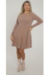 Тепла ділова сукня 2025 великого розміру LB270702 беж Тепла ділова сукня 2025 великого розміру LB270702 беж
