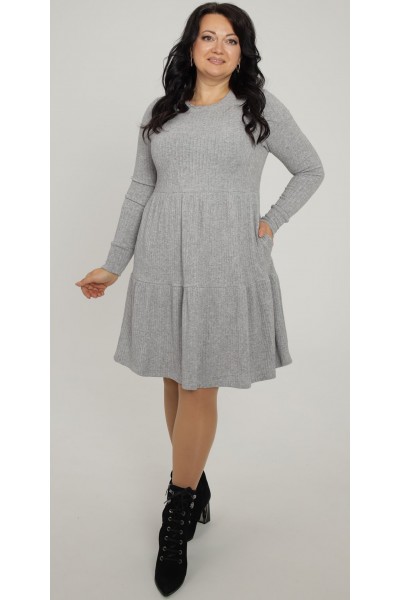 Зимове плаття 2025  великого розміру LB270701 сірий Зимове плаття 2025  великого розміру LB270701 сірий