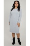 Теплое деловое платье 2025 большого размера LB271502 голубое Теплое деловое платье 2025 большого размера LB271502 голубое