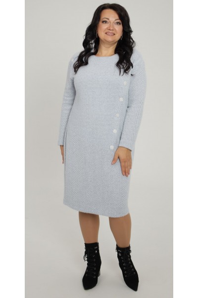Зимове плаття 2025  великого розміру LB271502 блакитна  Зимове плаття 2025  великого розміру LB271502 блакитна