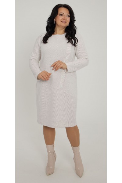 Зимове плаття 2025  великого розміру LB271503 беж Зимове плаття 2025  великого розміру LB271503 беж