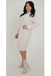 Теплое деловое платье 2025 большого размера LB271503 беж