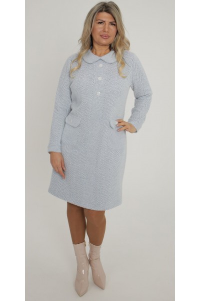 Зимове плаття 2025  великого розміру LB271702 блакитна Зимове плаття 2025  великого розміру LB271702 блакитна