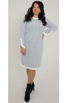 Теплое деловое платье 2025 большого LB271802 голубое
