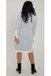 Теплое деловое платье 2025 большого LB271802 голубое