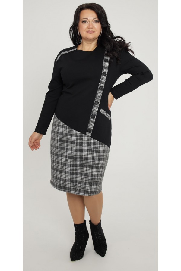 Теплое деловое платье 2025 большого размера LB271901