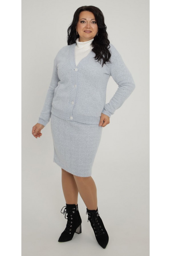 Теплий костюм ділового стилю 2025 великого розміру LB272002 синій