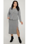 Теплий класичний костюм  2025 великого розміру LB272101 сірий 