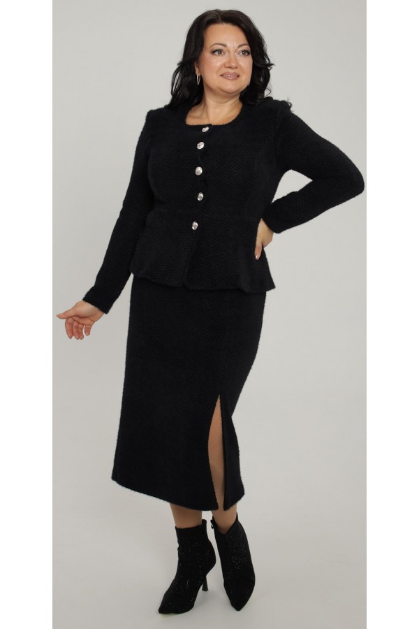 Теплий класичний костюм  2025 великого розміру LB272102 чорний