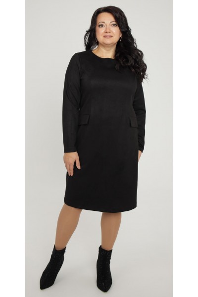 Зимове плаття прямого крою 2025  великого розміру LB272302 чорна
