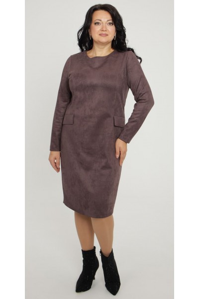 Зимове плаття прямого крою 2025  великого розміру LB272301 мокко
