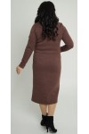 Теплое деловое платье, комплект 2025 большого размера LB272604 шоколад