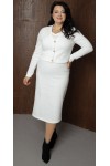Теплое деловое платье, комплект 2025 большого размера LB272603 белый