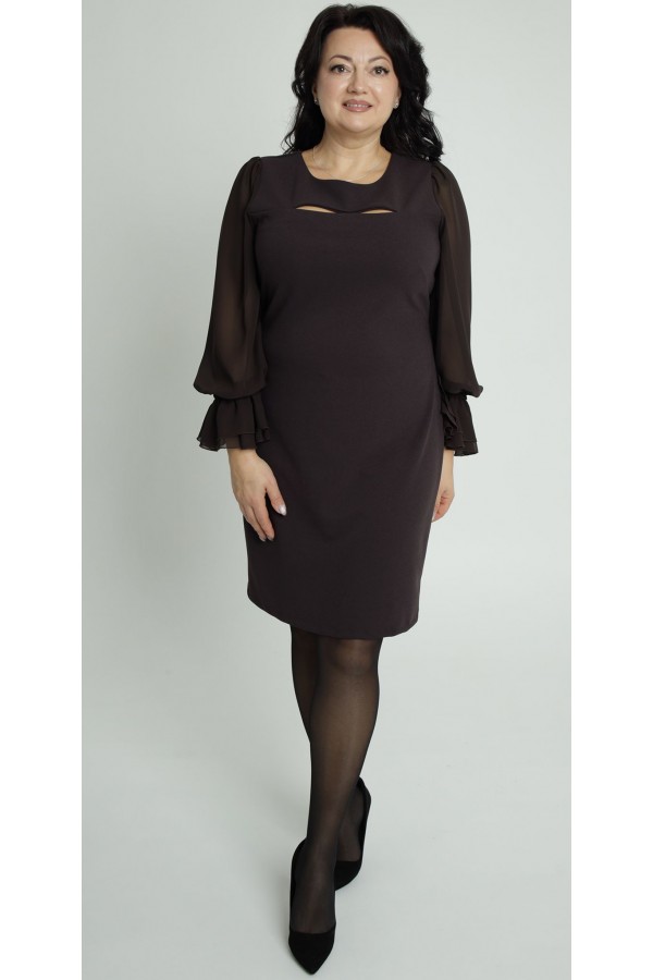 Нарядное платье 2025 большого размера LB273101 шоколад