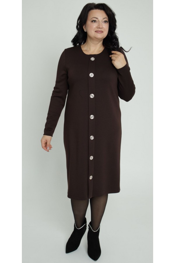 Тепла ділова сукня 2025 великого розміру LB273201 шоколад