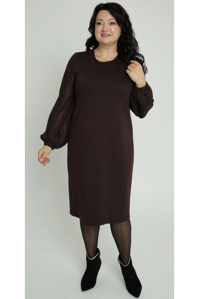 Нарядна сукня 2025  великого розміру LB273301 шоколад