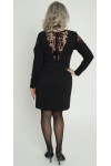 Нарядна сукня з мереживлм та поясом LB273701 чорна