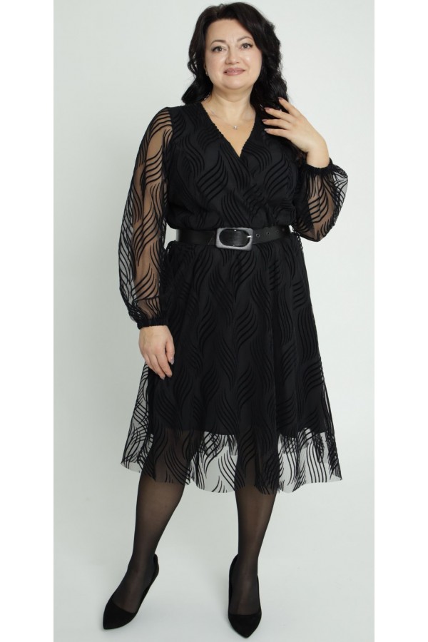 Нарядное платье, на запах 2025 LB274301 черное