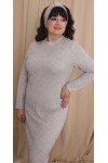 Купить отличное вязаное платье сезона осень-зима большого размера LB235403 серая