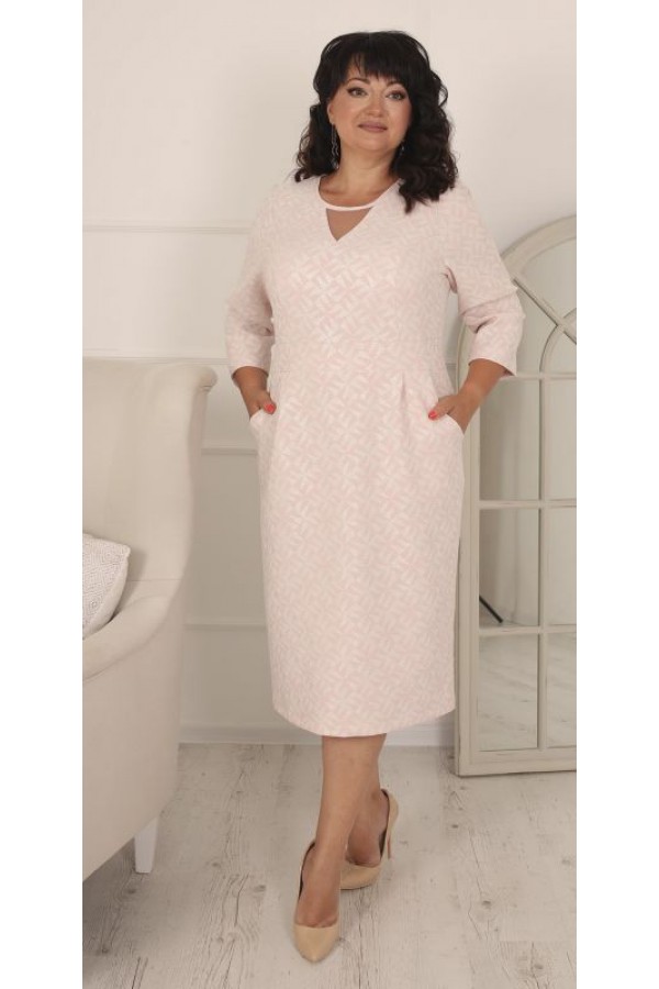 Купити чудову нарядну сукню сезону осінь-зима великого розміру  LB230801 рожевий 