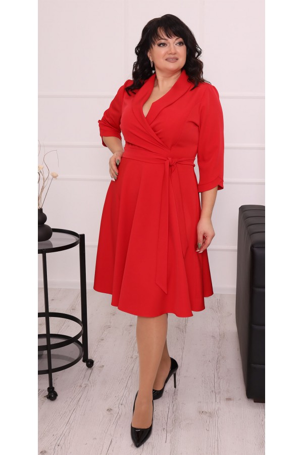  Нарядне червоне плаття 2022 великого розміру LB226003 з поясом 