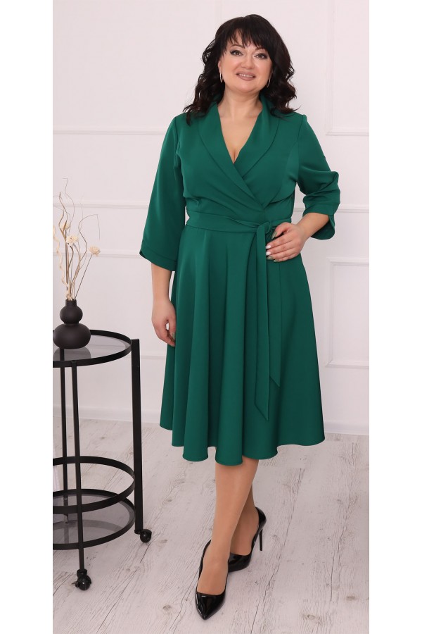 Нарядное зеленое платье 2022 большого размера LB226002 с поясом