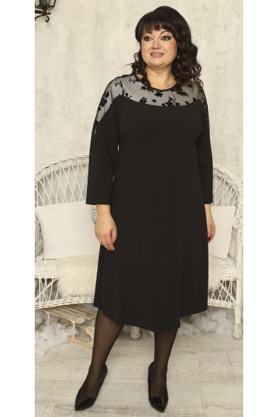 Нарядное платье черного цвета свободного кроя большого размера LB237501