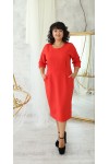 Ділова сукня з карманами великого розміру  LB222205  червоний. Сезон осінь 2021