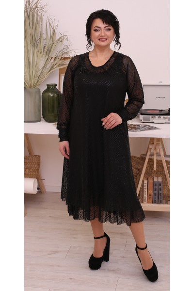 Шикарное  нарядное платье большого размера LB214302 черый