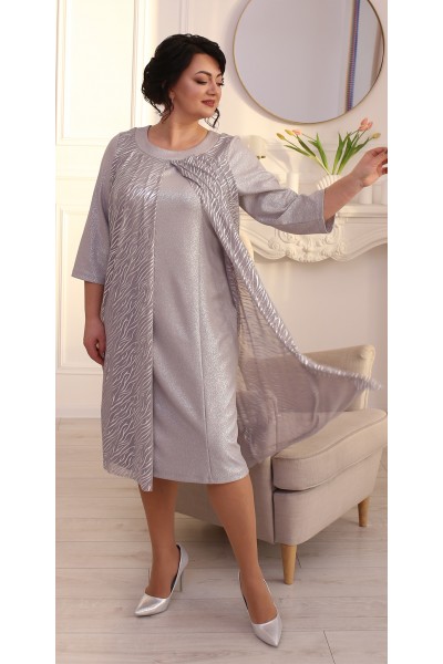 Шикарное платье с накидкой LB215002 серый