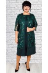 Изумительное платье с кардиганом  (двойка) нарядное  большого размера  LB188804 зеленый