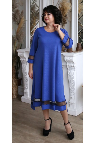 Платье  нарядное большого размера LB209202 синий