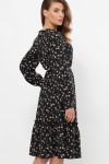 Платье Агафия д/р GL60700 цвет черный-м. цветы