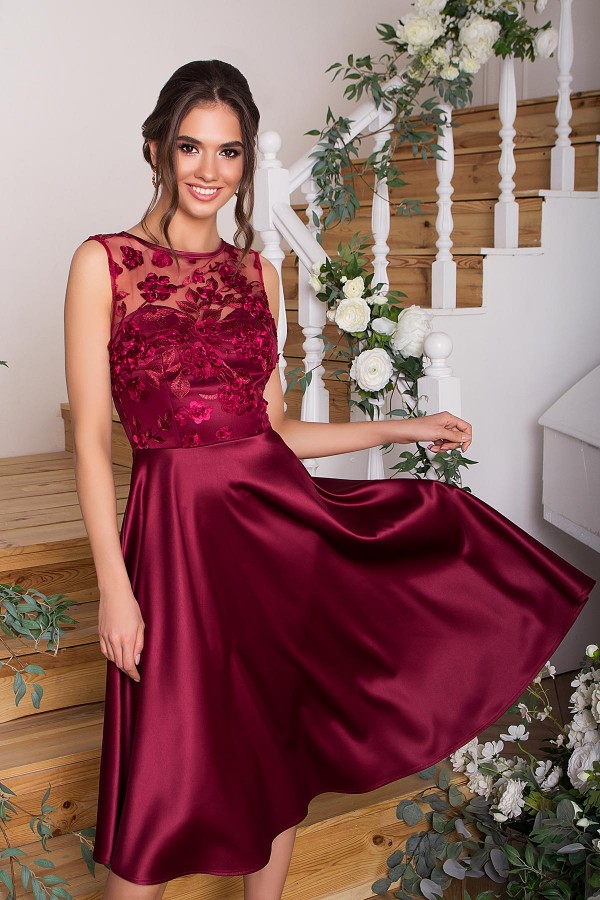 Чудова нарядна сукня Пайпер GL67851 бордового кольору