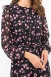 Платье Арита д/р GL73513 цвет черный-розов.тюльпаны