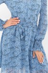 Платье Рина д/р GL73536 цвет голубой-цветы веточки