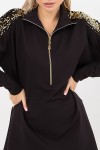 Платье Дамила д/р GL76881цвет черный-золото отделка