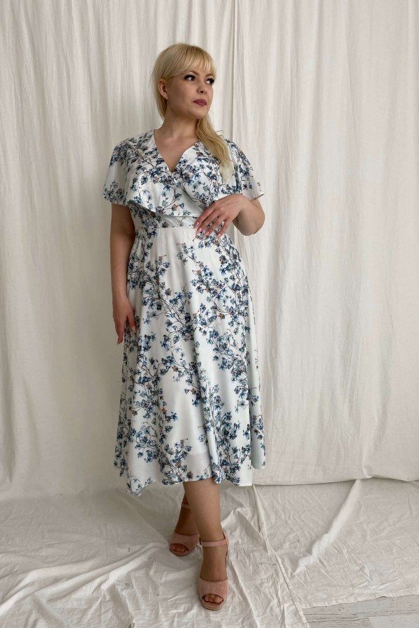 Шикарна сукня 2024 з софту великого розміру LB54107 зелені квіти